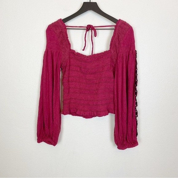 Free People Maggie Embroidered Smocked Top - Picture 7 of 9